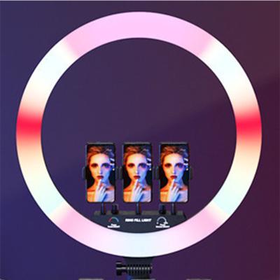 China 2022 PORTABLE PORTABLES hot sale 18 inch led Selfie Ring Light MJ18 Livestream RGB Ring Light makeup fill lamp 3 phone holder with tripod stand for sale