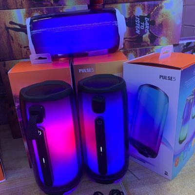 China LED Flashing Light 2022 New Model Pulse 5 Radio Speaker Portable Bass Sound Waterproof Outdoor Speaker BT 5.0 with RGB Light for sale