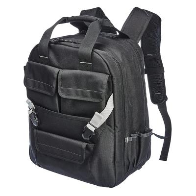 China 600*600D Polyester 51 Pocket Carpenter Tool Backpack And Padded Compartment Backpack Tool Bag for sale