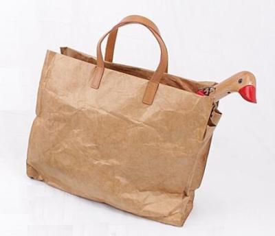 China Washable Eco-friendly Dupont Tyvek Paper Tote Bag Daily Life Tote Bag With Adjustable Shoulder Strap Leather Handle for sale