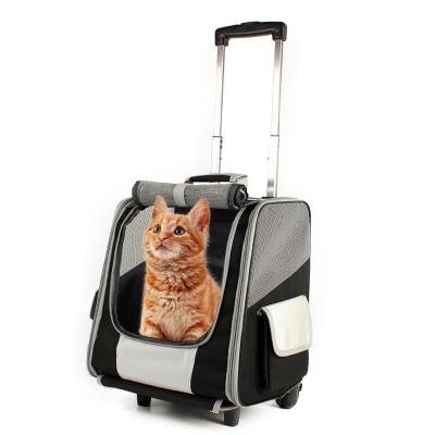 China Breathable Trolley Dog Cat Cat Carrier Backpack Pet Travel Mesh Bag with Wheels for sale