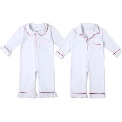 China 2021 Breathable Toddler Boy And Girls White Christmas Simple Cute Pajams Onesie Baby Soft Sleepwear for sale