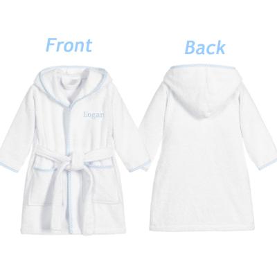 China 2022 White Plus Size Monogram Baby Bathrobe Designer Long Bathrobes 100% Cotton Bath Towels Baby Robes for sale