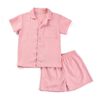 China High Quality Breathable Child Pajamas Summer Little Boy Sleepwear Children Pajamas Canvas Two Piece Sets for sale