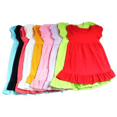 China Yiwu kaiyo skirt dress summer dress cotton cup viable short sleeve knitted fashion ruffle dress girl dress for 3-5year babies for sale