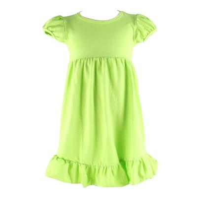 China Latest Fashion Viable Design Cup Sleeve Baby Girl Dress 0-12t Cotton Ruffled Solid Wholesale Smocked Girls Dress for sale