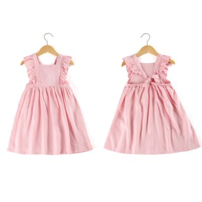 China Baby Fashion Breathable Kids Wears Sleeveless Girls Ruffle Girls Dress Party Dress Girl's Canvas Dresses for sale