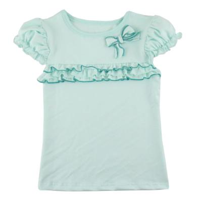 China Ruffle bow cotton shop boutique new product apparel rts summer size t shirts short girls plus sleeve for sale