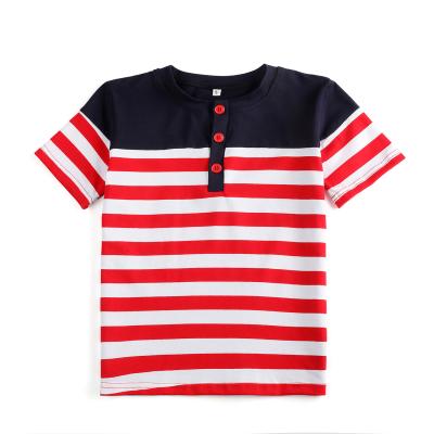 China Wholesale QUICK DRY T-shirt Summer Baby Clothing Boys Red Striped T-Shirts 100% Cotton 4th Of July T Shirts for sale