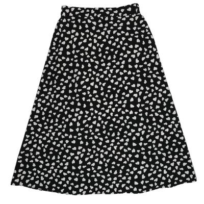 China Summer New Long Love Breathable Print Pleated Skirt Floral Retro High Waist Casual A-Line Female Skirt for sale