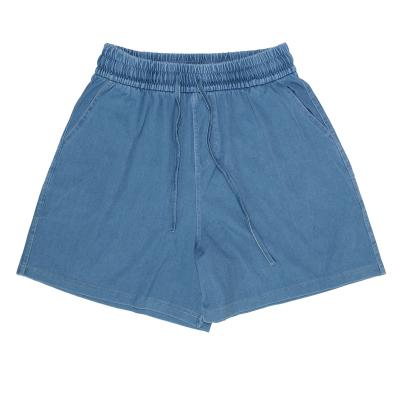 China Sustainable Wholesale Women's Knitted Denim Shorts Light Blue Sport Women's Loose Shorts Summer Shorts for sale