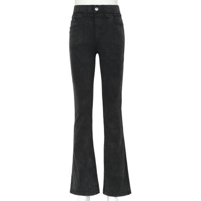 China New Style Breathable Flared Jeans Women's High Waist Slim Elastic Wiping Pants Black Horseshoe Pants All-match Tops for sale