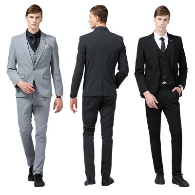 China Classic Fit Jacket Tux And Front Pant Suits Anti-Shrink Men's 3-Piece Flat Suit Blazer Set For Mens Wedding Party for sale