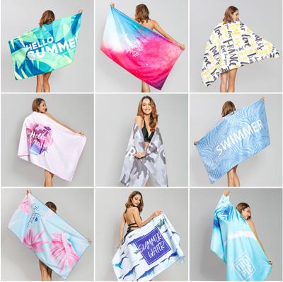 China Compressed Microfiber Beach Towel, Quick Dry Light Weight Printed Swimming Towels, Oversized Blanket Sandy Beach Towel for sale