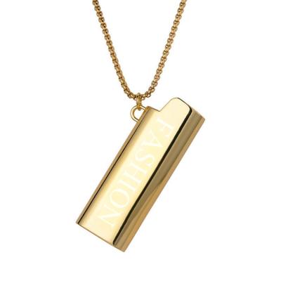 China Lighter Lighter Necklace Custom Logo Laser Crate Necklace Newest Hiphop Style Hiphop Streetwear Metal Accessories for sale