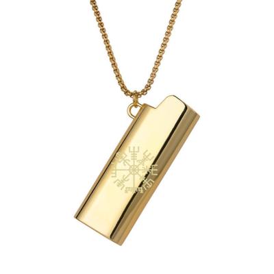 China Newest Fashion Hiphop Item Streetwear Accessories Metal Case Cover Necklace Lighter Sleeve Custom Viking Laser Viking Laser for sale