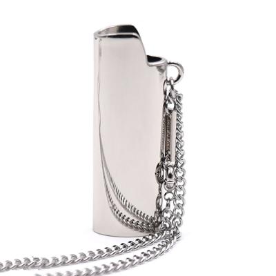 China Cigarette Case Pendant Chain J3 J5 J6 Metal Lighter Case Custom Casual/Sporty Logo Necklace With Lighter Metal BIC Lighter Case for sale