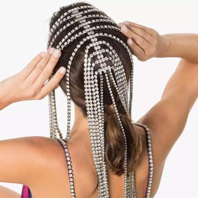 China Flatback New Product Accessories Rhinestone Headdress Hair Circle Ti Wind Hair Circle Fringed Headdress Long for sale