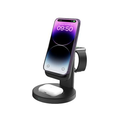 China Smart Watch Shenzhen 3 in 1 Multifunctional 15w Wireless Fast Charger Charging Dock for iPhone Earphone Watch Wireless Charging for sale