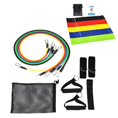 China Home Exercise Drop Shipping Adjustable Latex 11pcs Resistance Bands Tubing Set Exercise Fitness Grips Workout for sale