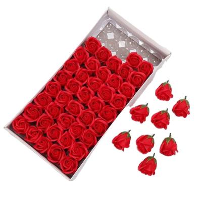 China Soap Rose soap flower head with three layers with a base with a diameter of five centimeters flower bouquet package flower gift box head for sale