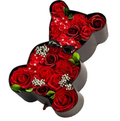 China Holiday Disposable Christmas Gift Box Bear Flower Soap Rose Iron Box Creative Valentine's Day Gift Box for sale