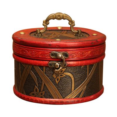 China Creative Wooden Vintage Jewelry Box Small Case Jewelry Box for sale