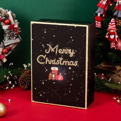 China High Quality Disposable Gift Box Package With Color Christmas Box Gift Box Christmas Tree Pattern Black Cardboard Packaging for sale