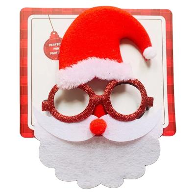 China Plastic Cloth Christmas Explosion Santa Beard Glasses Frame Adult Children Dress Up Props for sale