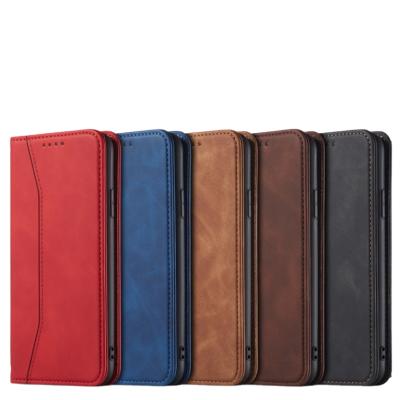 China 2021New Anti-fall Cell Phone Leather Case Flip Phone Folding Stand Phone Case 11/12/13 for sale