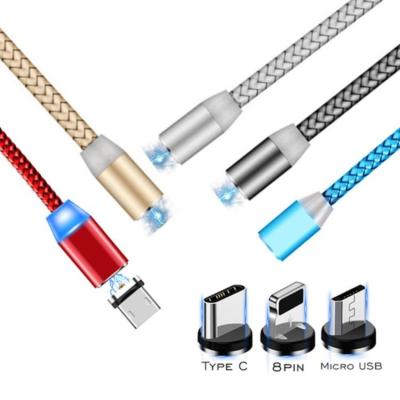 China Mobile Phone Types Free Drop Ship Amazon 2A Fast Charging Wholesale Braided 3 in 1 Magnetic Phone Charging Cable for sale