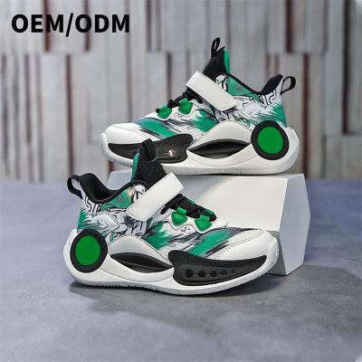 China Breathable New Design2023 Spring and autumn new breathable mesh surface big children's basketball shoes Soft soled children's sports shoes for sale