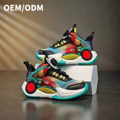 China Breathable Hot Sale2023 spring and autumn new boys shoes Breathable mesh basketball shoes soft soled children's sports shoes for sale