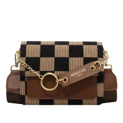 China Fashion Checkerboard Fabric Flap Crossbody Sling Bags  ladies single shoulder bag women's high sense of delicate small square bag for sale