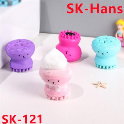 China rechargeable mini silicone face SPA beauty soft facial massager deep cleansing brush silicone SK-121 for sale