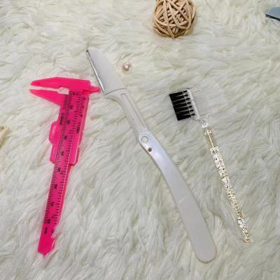 China Stainless Steel Eyebrow Shaver Facial Hair Scraper Eyebrow Trimmer Set for sale