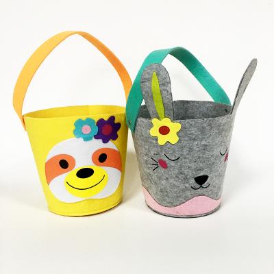 China Hot Sale Eco-Friendly Felt Easter Egg Basket Bunny Rabbit Shape Egg Bag For Easter Ornaments Kids Gift for sale