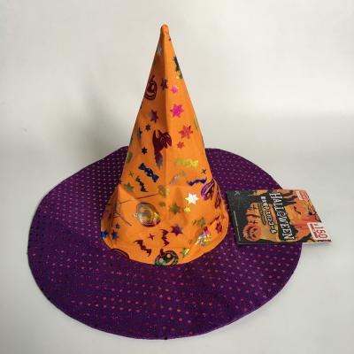 China Black Witch Folding Hats Props Costume Satin Wizard Oxford Cloth Wizard Halloween Hat for sale