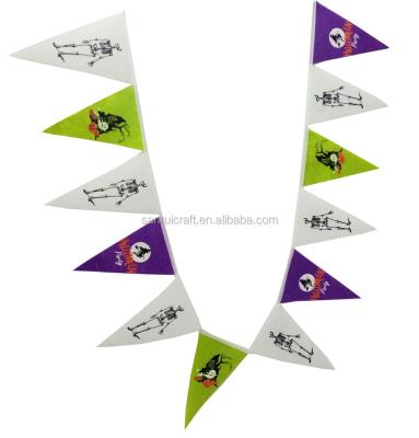 China Halloween Triangle Shape String Flag Banner Decorations Felt Hanging Pennant Flag for sale