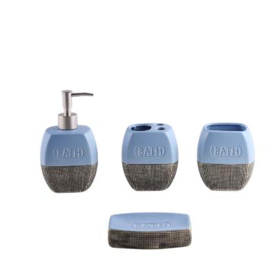 China Sustainable Modern High End Luxury Ceramic Accessory Dual Color Toothbrush Holder Bathroom Set For Home for sale