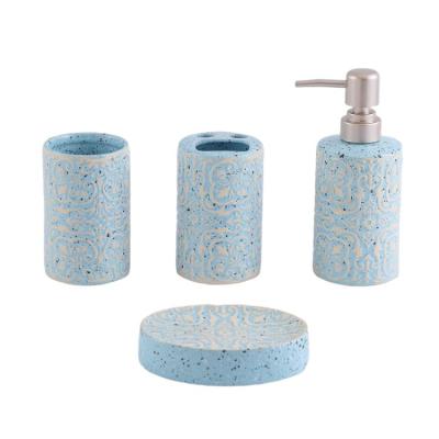 China Sustainable Wholesale Luxury High Qualified Chinese Product 4 Piece Multicolor Ceramic Bathroom Accessory Set for sale