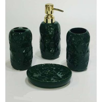 China Sustainable Wholesale Unique Design Modern Ceramic Bathroom Accessory Relief Set For Hotel Bathroom Accessory for sale