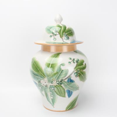 China J154 Minimalist Chinese Ceramic Hand Spring Ginger Jar Porcelain Temple Braiding Jar With Lid Home Decor for sale