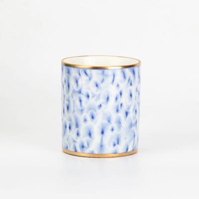 China art & Home Hotel Candle Cup Candle Holder Luxury Candy Box Collectible Blue With Gold Line Candle Pot for sale