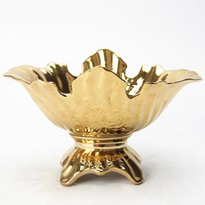 China Stocked Luxury Ceramic Fruit Bowl BW002 Sets Dinner Salad Bowl Gold Candy Bowl Wholesale Stock for sale