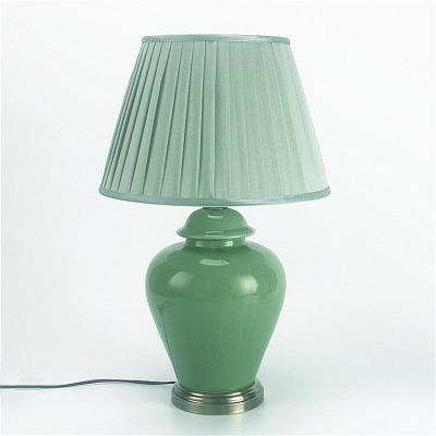 China Wholesale Traditional Green Decorative Retro Hotel Home Ceramic Bedside Table Lamp For Living Room for sale