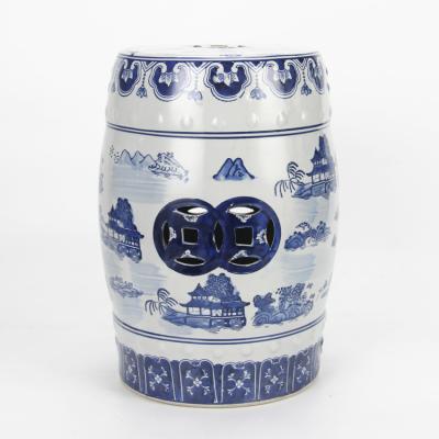 China Garden classic DECORATION blue and white porcelain stools ceram loins sneak for sale