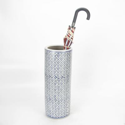 China Hot Gray Ceramic Fancy Sale Shop Roll Up Stand Garden Ceramic Blue Umbrella Stand for sale