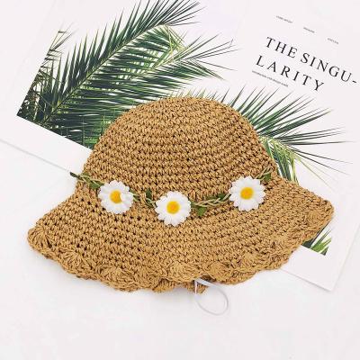 China Kids Straw Baby Hat Cap Cartoon Cat Ears Sun Hat Breathable Straw Covers Kids Boy Girls Cute Solid Hats for sale