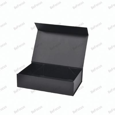 China Recycled Materials Good quality luxury custom craft paper Black Magnetic foldable shoes gift storage packaging box with your own logo for gift for sale